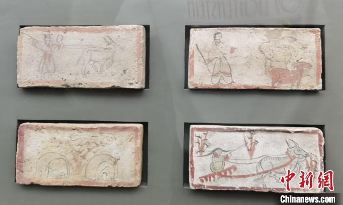 圖為嘉峪關(guān)長城博物館館藏文物魏晉墓彩繪畫像磚中豐富多彩的古代農(nóng)牧業(yè)生產(chǎn)活動。(資料圖) 丁思 攝