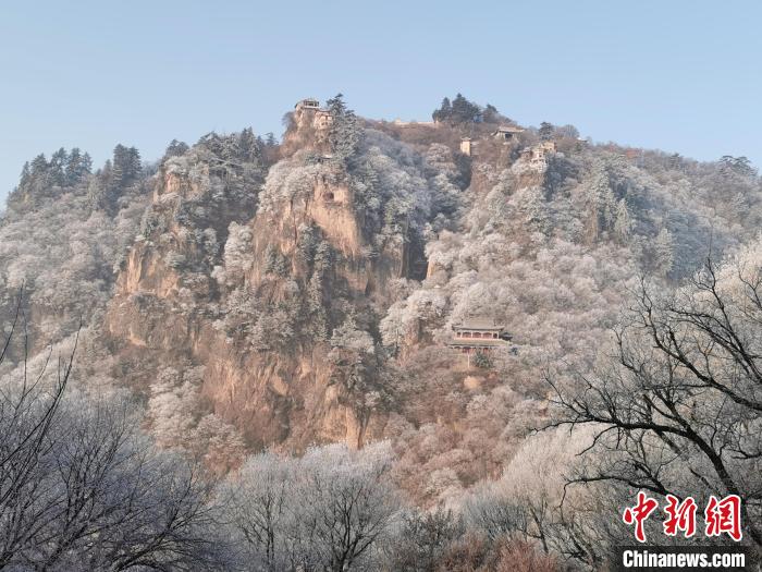 圖為崆峒山霧凇景色?！⌒煺袢A 攝